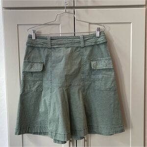 Anthropologie Seamed Utility Cargo Green Mini Pocket Skirt Cottage Boho 6 Small